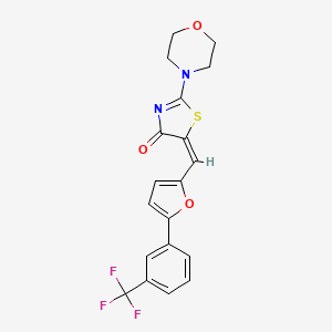 molecular formula C19H15F3N2O3S B11149976 (5E)-2-(morpholin-4-yl)-5-({5-[3-(trifluoromethyl)phenyl]furan-2-yl}methylidene)-1,3-thiazol-4(5H)-one 