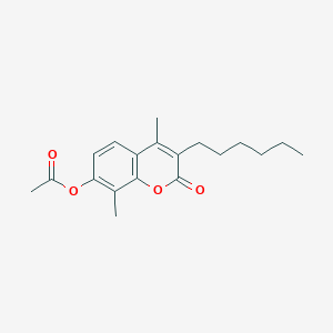 molecular formula C19H24O4 B11150011 3-hexyl-4,8-dimethyl-2-oxo-2H-chromen-7-yl acetate CAS No. 405918-93-6