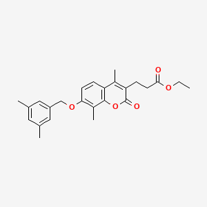 molecular formula C25H28O5 B11150027 ethyl 3-{7-[(3,5-dimethylbenzyl)oxy]-4,8-dimethyl-2-oxo-2H-chromen-3-yl}propanoate 