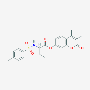 molecular formula C22H23NO6S B11150058 3,4-dimethyl-2-oxo-2H-chromen-7-yl 2-{[(4-methylphenyl)sulfonyl]amino}butanoate 