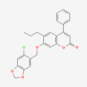 molecular formula C26H21ClO5 B11150081 7-[(6-chloro-1,3-benzodioxol-5-yl)methoxy]-4-phenyl-6-propyl-2H-chromen-2-one 