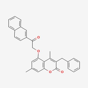 molecular formula C30H24O4 B11150101 3-benzyl-4,7-dimethyl-5-[2-(naphthalen-2-yl)-2-oxoethoxy]-2H-chromen-2-one 