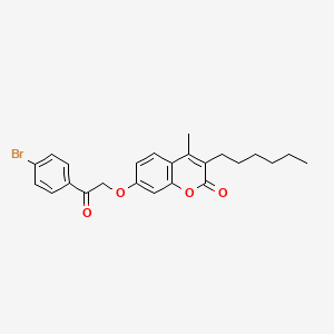 molecular formula C24H25BrO4 B11150111 7-[2-(4-bromophenyl)-2-oxoethoxy]-3-hexyl-4-methyl-2H-chromen-2-one 