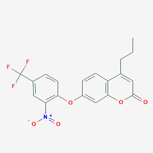 molecular formula C19H14F3NO5 B11150119 7-[2-nitro-4-(trifluoromethyl)phenoxy]-4-propyl-2H-chromen-2-one 