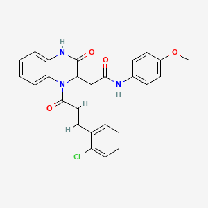 molecular formula C26H22ClN3O4 B11150129 2-{1-[(2E)-3-(2-chlorophenyl)prop-2-enoyl]-3-oxo-1,2,3,4-tetrahydroquinoxalin-2-yl}-N-(4-methoxyphenyl)acetamide 