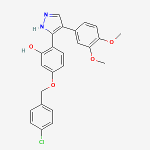 molecular formula C24H21ClN2O4 B11150148 5-[(4-chlorobenzyl)oxy]-2-[4-(3,4-dimethoxyphenyl)-1H-pyrazol-3-yl]phenol 