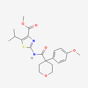 molecular formula C21H26N2O5S B11150175 methyl 5-isopropyl-2-({[4-(4-methoxyphenyl)tetrahydro-2H-pyran-4-yl]carbonyl}amino)-1,3-thiazole-4-carboxylate 