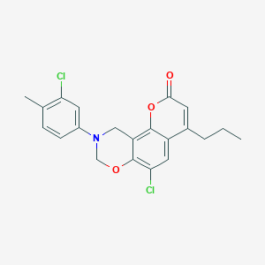 6-chloro-9-(3-chloro-4-methylphenyl)-4-propyl-9,10-dihydro-2H,8H-chromeno[8,7-e][1,3]oxazin-2-one