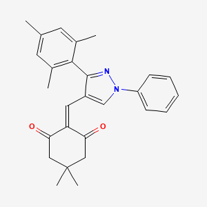 molecular formula C27H28N2O2 B11150231 5,5-dimethyl-2-{[1-phenyl-3-(2,4,6-trimethylphenyl)-1H-pyrazol-4-yl]methylidene}cyclohexane-1,3-dione 