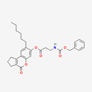 (8-hexyl-4-oxo-2,3-dihydro-1H-cyclopenta[c]chromen-7-yl) 3-(phenylmethoxycarbonylamino)propanoate