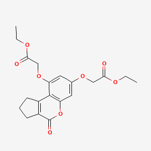 molecular formula C20H22O8 B11150342 Diethyl 2,2'-((4-oxo-1,2,3,4-tetrahydrocyclopenta[c]chromene-7,9-diyl)bis(oxy))diacetate 