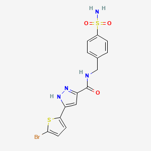 molecular formula C15H13BrN4O3S2 B11150346 5-(5-bromothiophen-2-yl)-N-(4-sulfamoylbenzyl)-1H-pyrazole-3-carboxamide 