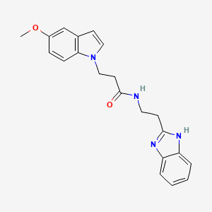 molecular formula C21H22N4O2 B11150366 N-[2-(1H-1,3-benzimidazol-2-yl)ethyl]-3-(5-methoxy-1H-indol-1-yl)propanamide 