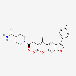 molecular formula C27H26N2O5 B11150397 1-{[5-methyl-3-(4-methylphenyl)-7-oxo-7H-furo[3,2-g]chromen-6-yl]acetyl}piperidine-4-carboxamide 