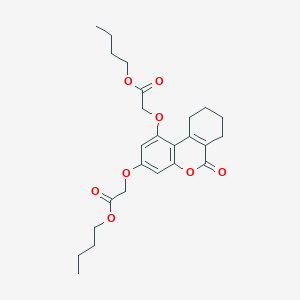 molecular formula C25H32O8 B11150400 Butyl {[1-(2-butoxy-2-oxoethoxy)-6-oxo-7,8,9,10-tetrahydro-6H-benzo[C]chromen-3-YL]oxy}acetate 