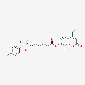 molecular formula C25H29NO6S B11150409 4-ethyl-8-methyl-2-oxo-2H-chromen-7-yl 6-{[(4-methylphenyl)sulfonyl]amino}hexanoate 