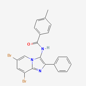 molecular formula C21H15Br2N3O B11150444 N-(6,8-dibromo-2-phenylimidazo[1,2-a]pyridin-3-yl)-4-methylbenzamide 