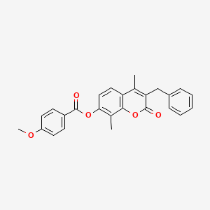 molecular formula C26H22O5 B11150497 3-benzyl-4,8-dimethyl-2-oxo-2H-chromen-7-yl 4-methoxybenzoate 