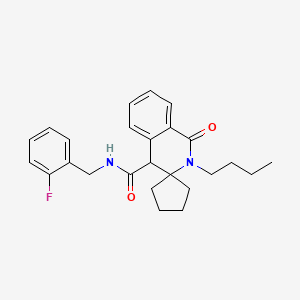 molecular formula C25H29FN2O2 B11150505 2'-Butyl-N-[(2-fluorophenyl)methyl]-1'-oxo-2',4'-dihydro-1'H-spiro[cyclopentane-1,3'-isoquinoline]-4'-carboxamide 