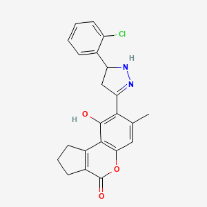 8-[5-(2-chlorophenyl)-4,5-dihydro-1H-pyrazol-3-yl]-9-hydroxy-7-methyl-2,3-dihydrocyclopenta[c]chromen-4(1H)-one