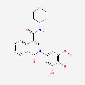 molecular formula C25H28N2O5 B11150593 N-cyclohexyl-1-oxo-2-(3,4,5-trimethoxyphenyl)-1,2-dihydroisoquinoline-4-carboxamide 