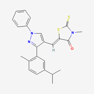 (5Z)-3-methyl-5-({3-[2-methyl-5-(propan-2-yl)phenyl]-1-phenyl-1H-pyrazol-4-yl}methylidene)-2-thioxo-1,3-thiazolidin-4-one