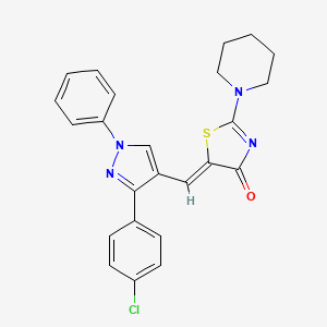 molecular formula C24H21ClN4OS B11150633 (5Z)-5-{[3-(4-chlorophenyl)-1-phenyl-1H-pyrazol-4-yl]methylidene}-2-(piperidin-1-yl)-4,5-dihydro-1,3-thiazol-4-one 