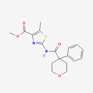 molecular formula C18H20N2O4S B11150680 methyl 5-methyl-2-{[(4-phenyltetrahydro-2H-pyran-4-yl)carbonyl]amino}-1,3-thiazole-4-carboxylate 