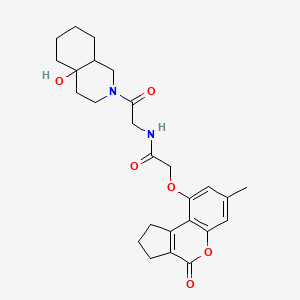 molecular formula C26H32N2O6 B11150696 N-[2-(4a-hydroxyoctahydroisoquinolin-2(1H)-yl)-2-oxoethyl]-2-[(7-methyl-4-oxo-1,2,3,4-tetrahydrocyclopenta[c]chromen-9-yl)oxy]acetamide 