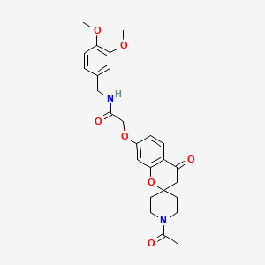 2-[(1'-acetyl-4-oxo-3,4-dihydrospiro[chromene-2,4'-piperidin]-7-yl)oxy]-N-(3,4-dimethoxybenzyl)acetamide