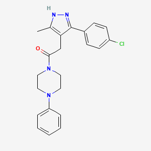 molecular formula C22H23ClN4O B11150735 2-[5-(4-chlorophenyl)-3-methyl-1H-pyrazol-4-yl]-1-(4-phenylpiperazin-1-yl)ethanone 