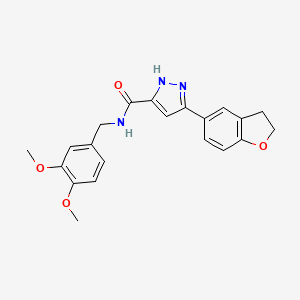 molecular formula C21H21N3O4 B11150829 5-(2,3-dihydro-1-benzofuran-5-yl)-N-(3,4-dimethoxybenzyl)-1H-pyrazole-3-carboxamide 