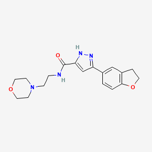 molecular formula C18H22N4O3 B11150840 5-(2,3-dihydro-1-benzofuran-5-yl)-N-[2-(morpholin-4-yl)ethyl]-1H-pyrazole-3-carboxamide 