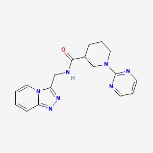 molecular formula C17H19N7O B11150850 1-(2-pyrimidinyl)-N-([1,2,4]triazolo[4,3-a]pyridin-3-ylmethyl)-3-piperidinecarboxamide 