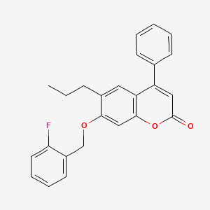 molecular formula C25H21FO3 B11150905 7-[(2-fluorophenyl)methoxy]-4-phenyl-6-propyl-2H-chromen-2-one 