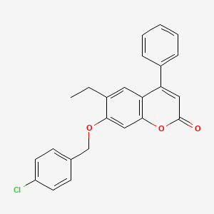 molecular formula C24H19ClO3 B11150930 7-[(4-chlorobenzyl)oxy]-6-ethyl-4-phenyl-2H-chromen-2-one 