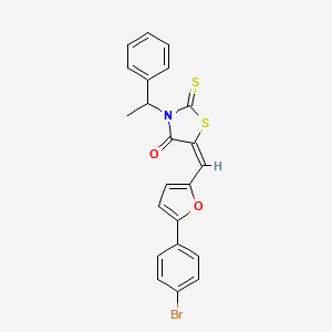 molecular formula C22H16BrNO2S2 B11150932 (5E)-5-{[5-(4-bromophenyl)furan-2-yl]methylidene}-3-(1-phenylethyl)-2-thioxo-1,3-thiazolidin-4-one 