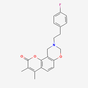 molecular formula C21H20FNO3 B11151002 9-[2-(4-fluorophenyl)ethyl]-3,4-dimethyl-9,10-dihydro-2H,8H-chromeno[8,7-e][1,3]oxazin-2-one 