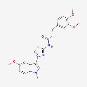 molecular formula C25H27N3O4S B11151056 3-(3,4-dimethoxyphenyl)-N-[4-(5-methoxy-1,2-dimethyl-1H-indol-3-yl)-1,3-thiazol-2-yl]propanamide 