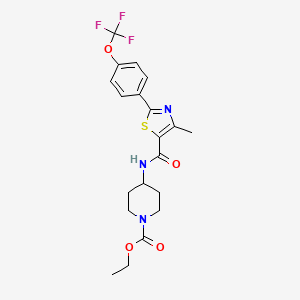 molecular formula C20H22F3N3O4S B11151079 Ethyl 4-[({4-methyl-2-[4-(trifluoromethoxy)phenyl]-1,3-thiazol-5-yl}carbonyl)amino]-1-piperidinecarboxylate 