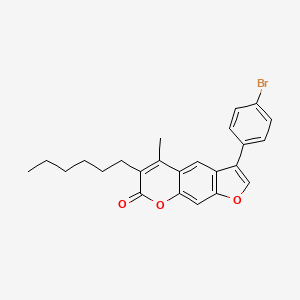 molecular formula C24H23BrO3 B11151090 3-(4-bromophenyl)-6-hexyl-5-methyl-7H-furo[3,2-g]chromen-7-one 