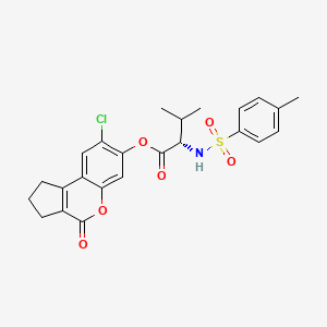 8-chloro-4-oxo-1,2,3,4-tetrahydrocyclopenta[c]chromen-7-yl N-[(4-methylphenyl)sulfonyl]-L-valinate