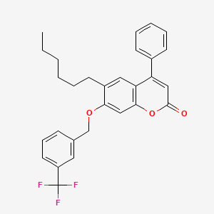 6-hexyl-4-phenyl-7-{[3-(trifluoromethyl)benzyl]oxy}-2H-chromen-2-one