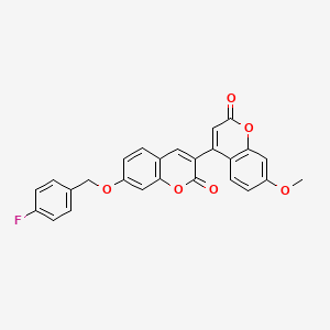 molecular formula C26H17FO6 B11151190 7-[(4-Fluorophenyl)methoxy]-3-(7-methoxy-2-oxochromen-4-yl)chromen-2-one 