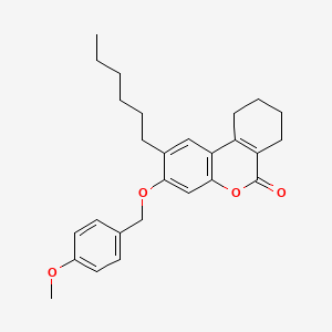 molecular formula C27H32O4 B11151204 2-hexyl-3-[(4-methoxybenzyl)oxy]-7,8,9,10-tetrahydro-6H-benzo[c]chromen-6-one 