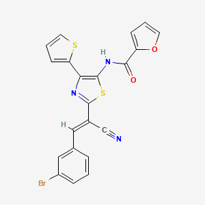 N-{2-[(E)-2-(3-bromophenyl)-1-cyanoethenyl]-4-(thiophen-2-yl)-1,3-thiazol-5-yl}furan-2-carboxamide