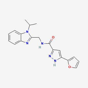 molecular formula C19H19N5O2 B11151263 5-(furan-2-yl)-N-{[1-(propan-2-yl)-1H-benzimidazol-2-yl]methyl}-1H-pyrazole-3-carboxamide 