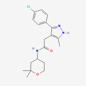 molecular formula C19H24ClN3O2 B11151289 2-[5-(4-chlorophenyl)-3-methyl-1H-pyrazol-4-yl]-N-(2,2-dimethyltetrahydro-2H-pyran-4-yl)acetamide 