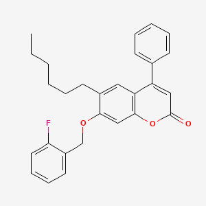 molecular formula C28H27FO3 B11151304 7-[(2-fluorobenzyl)oxy]-6-hexyl-4-phenyl-2H-chromen-2-one 