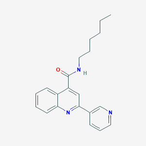 molecular formula C21H23N3O B11151313 N-hexyl-2-(3-pyridyl)-4-quinolinecarboxamide 